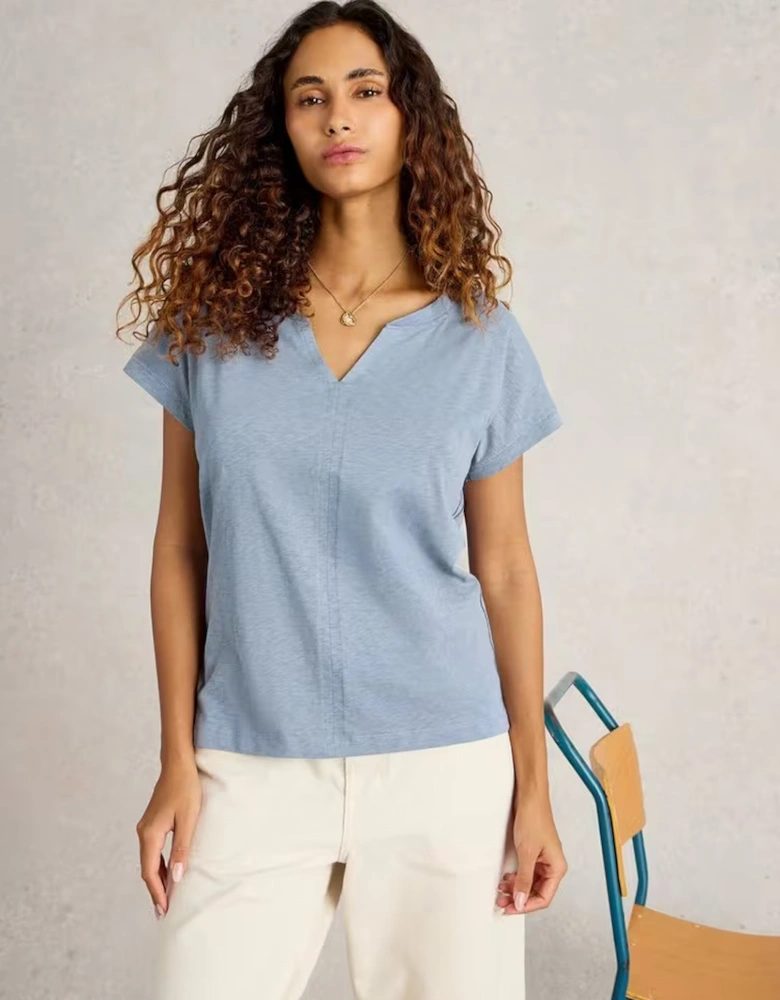 Women's Nelly Notch Neck Tee Mid Blue