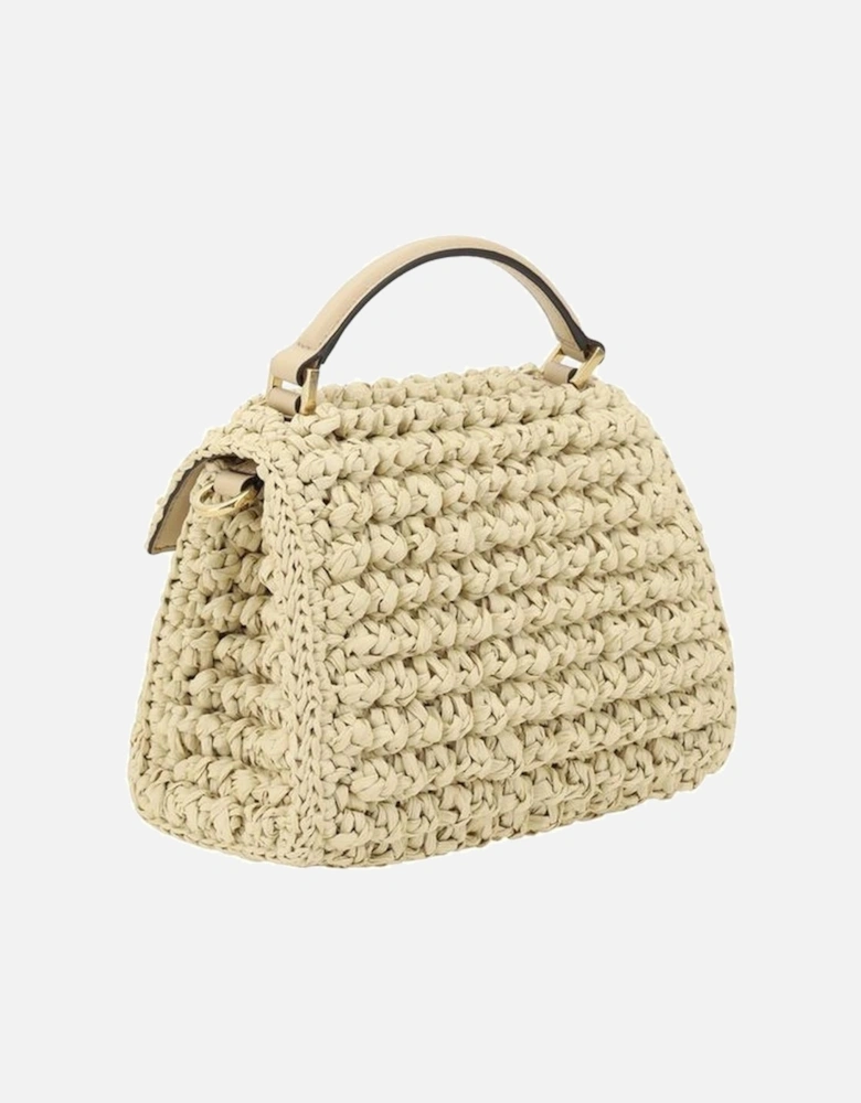 Roman Stud Crochet Raffia Handbag Women - Beige