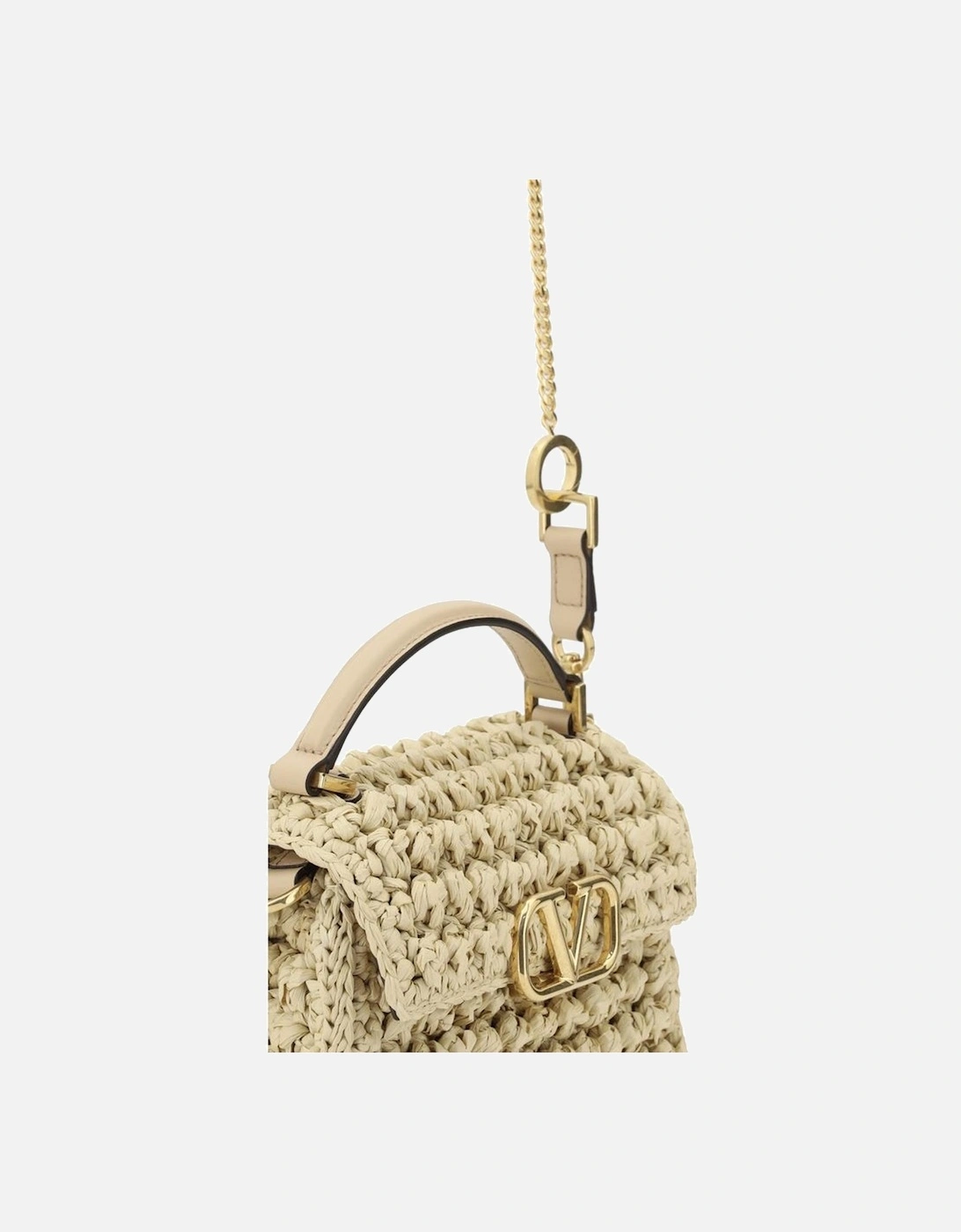 Roman Stud Crochet Raffia Handbag Women - Beige