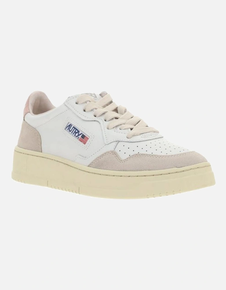 Calfskin Leather Sneakers with Embossed Logo Women - White