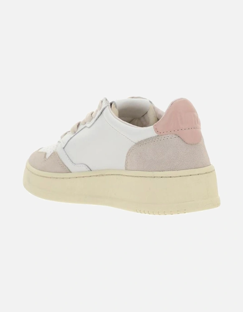 Calfskin Leather Sneakers with Embossed Logo Women - White