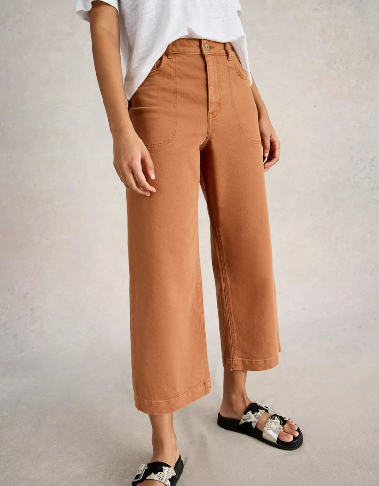 Women's Tia Wide Leg Crop Jean Mid Orange