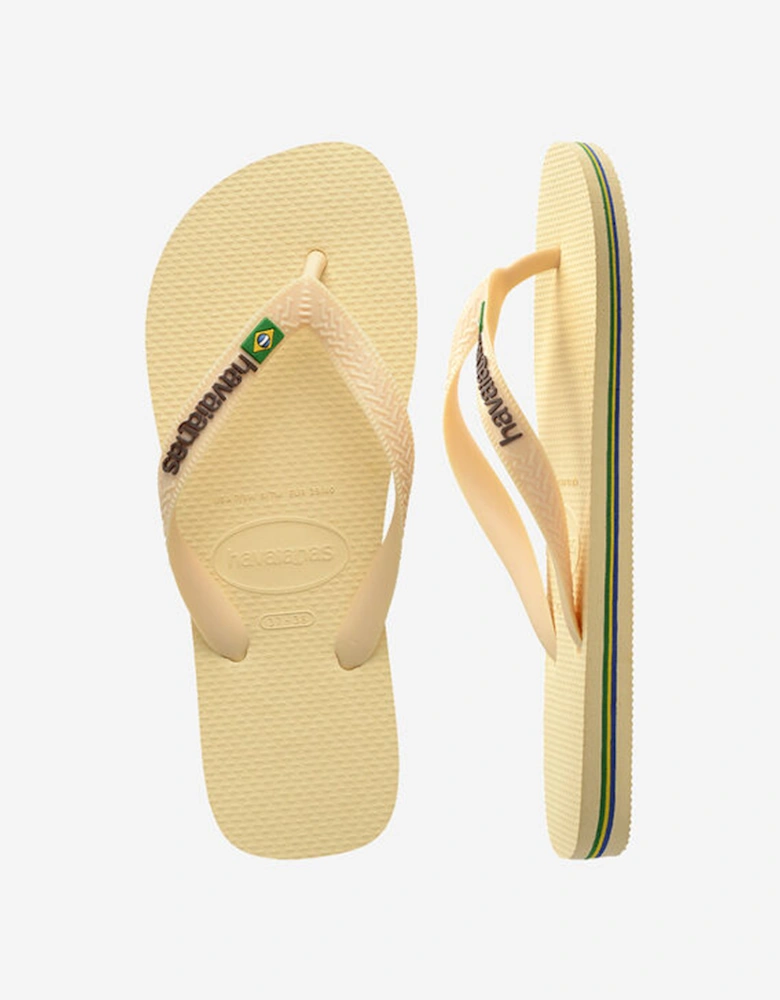 Unisex Brasil Logo Flip Flop Buttercream