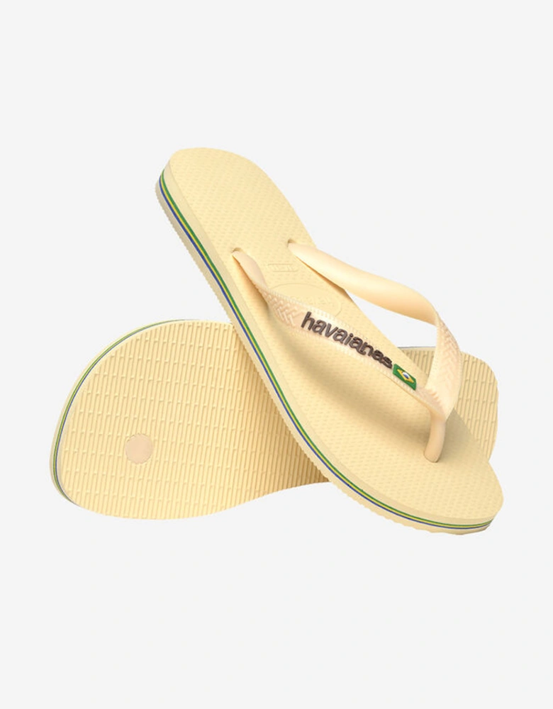 Unisex Brasil Logo Flip Flop Buttercream