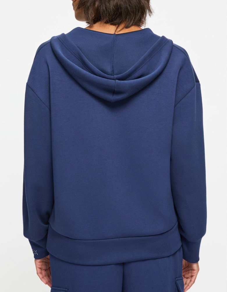 Sarina Scuba Sweat Zip Neck Hoodie - Dark Blue