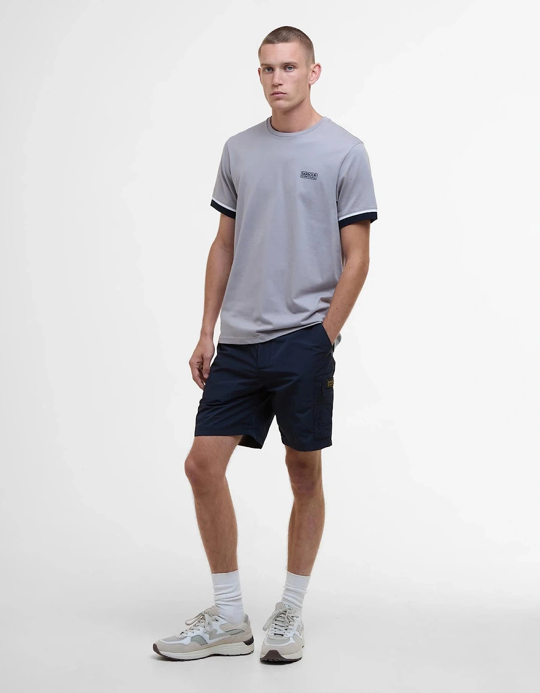 Evan Deep Cuff Tipped T-Shirt - Pale Slate