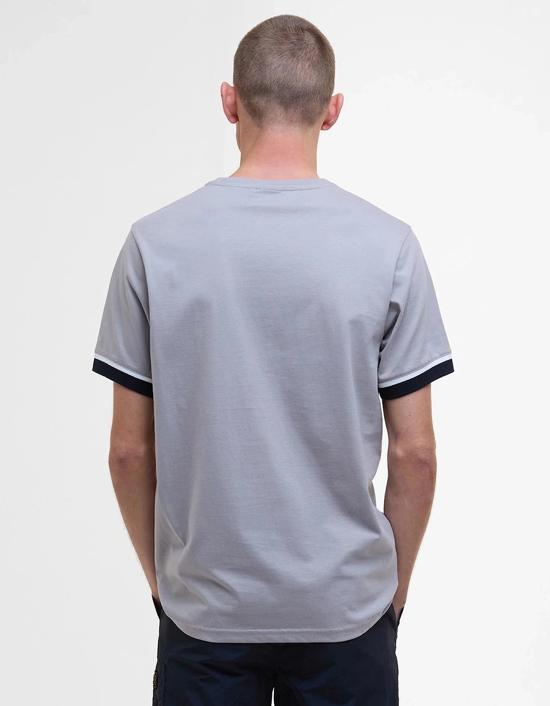 Evan Deep Cuff Tipped T-Shirt - Pale Slate