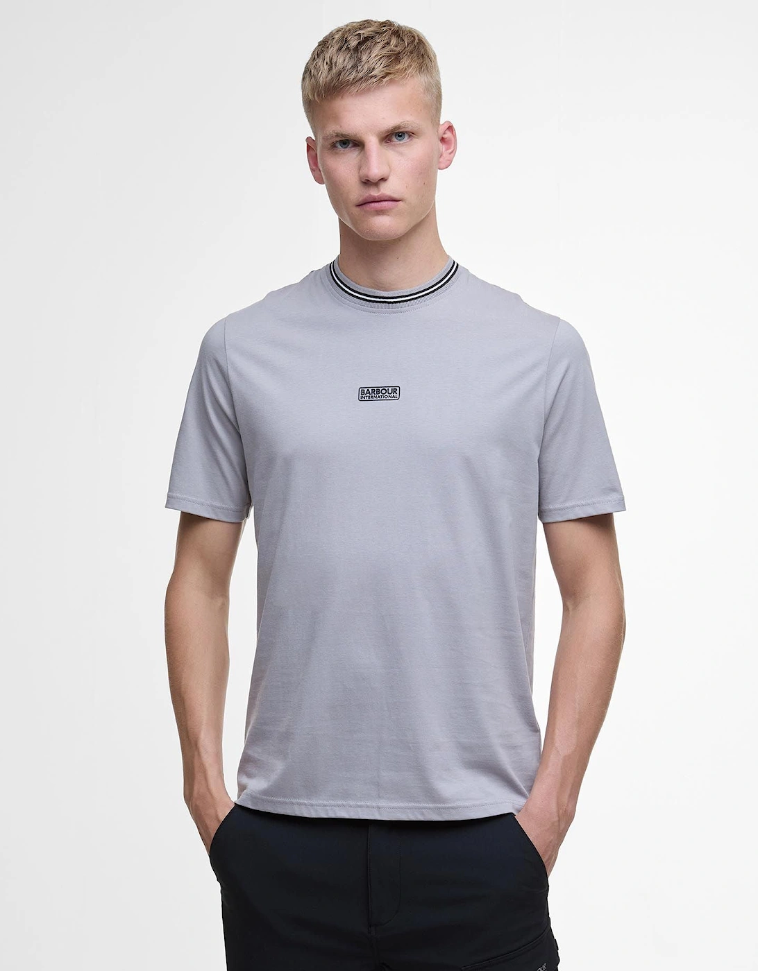 Central Logo Tipped T-Shirt - Pale Slate, 7 of 6