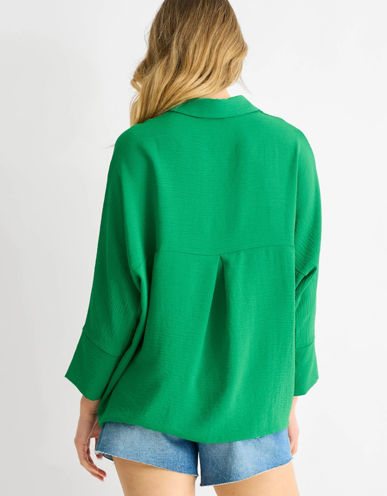 Mid Green Kimono Oversized Blouse