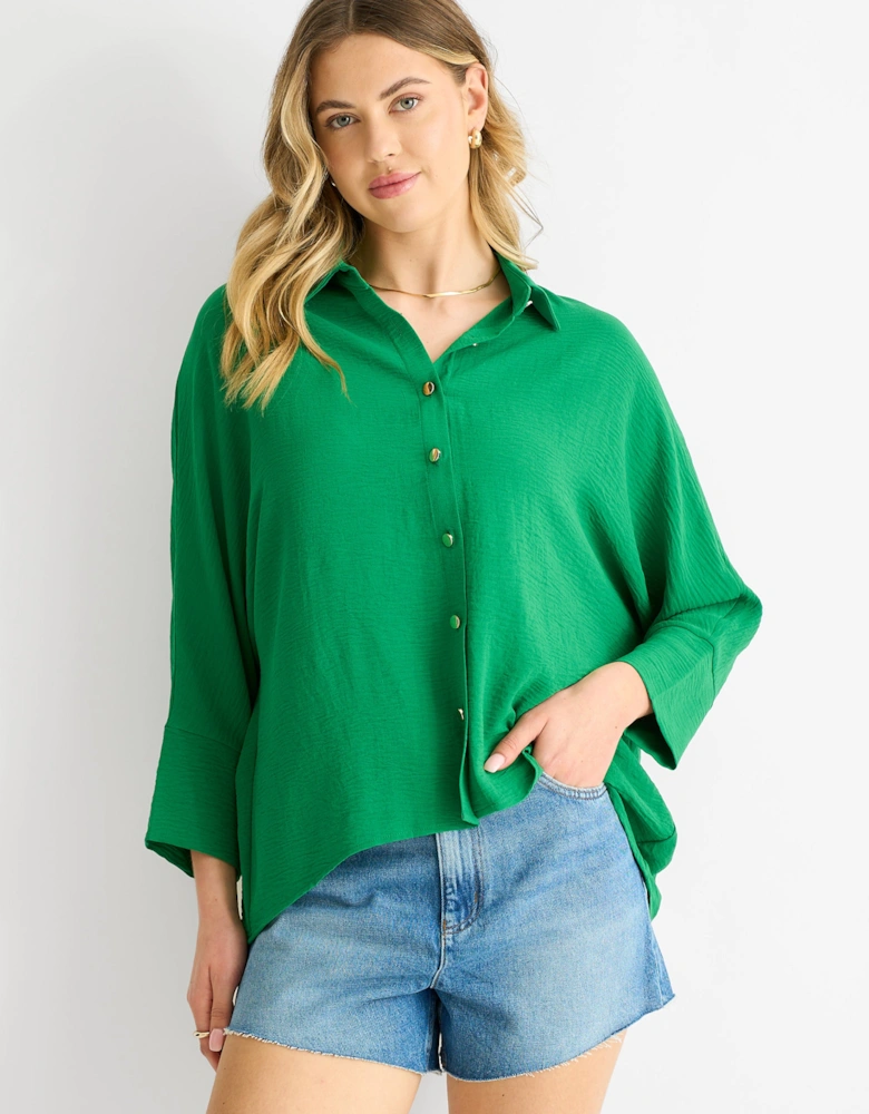 Mid Green Kimono Oversized Blouse