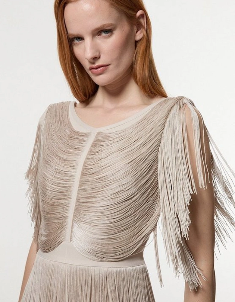 Draped Fringe Knitted Top