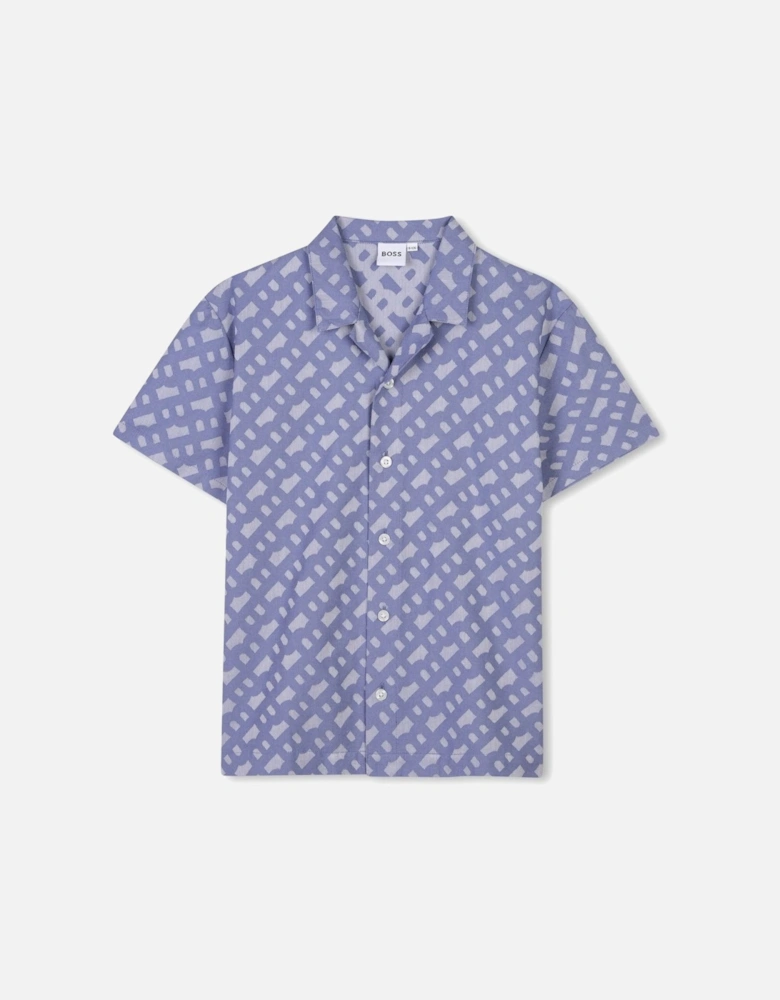 Boss Kids Monogram Shirt Blue