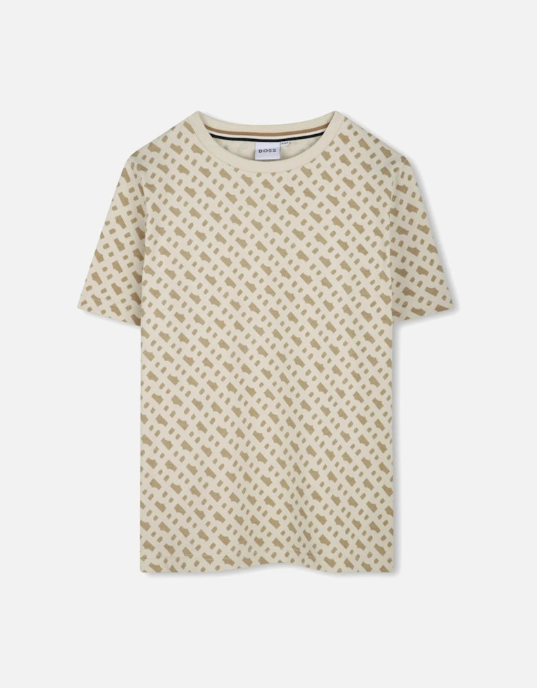 Boss Kids Monogram T-shirt Beige