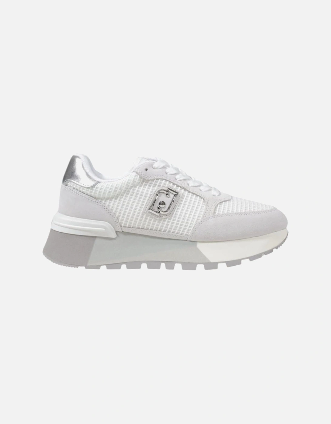 Lace-Up Leather and Rubber Sole Sneakers Women - Silver, 4 of 3