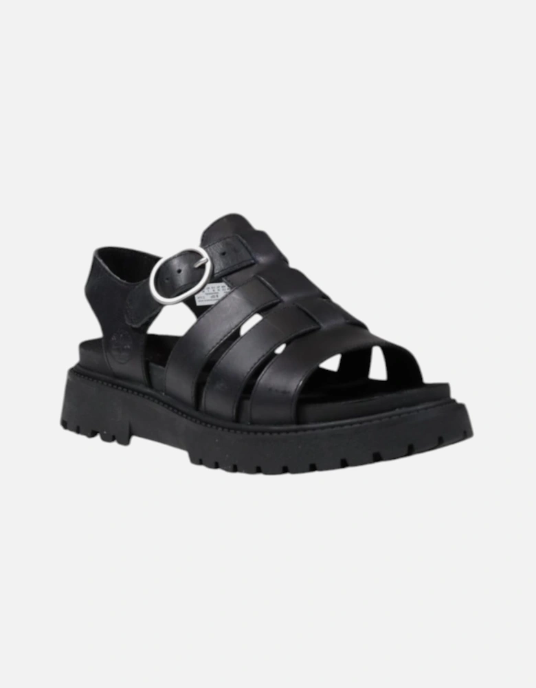 Leather Sandals with Buckle and Bow Women - Black