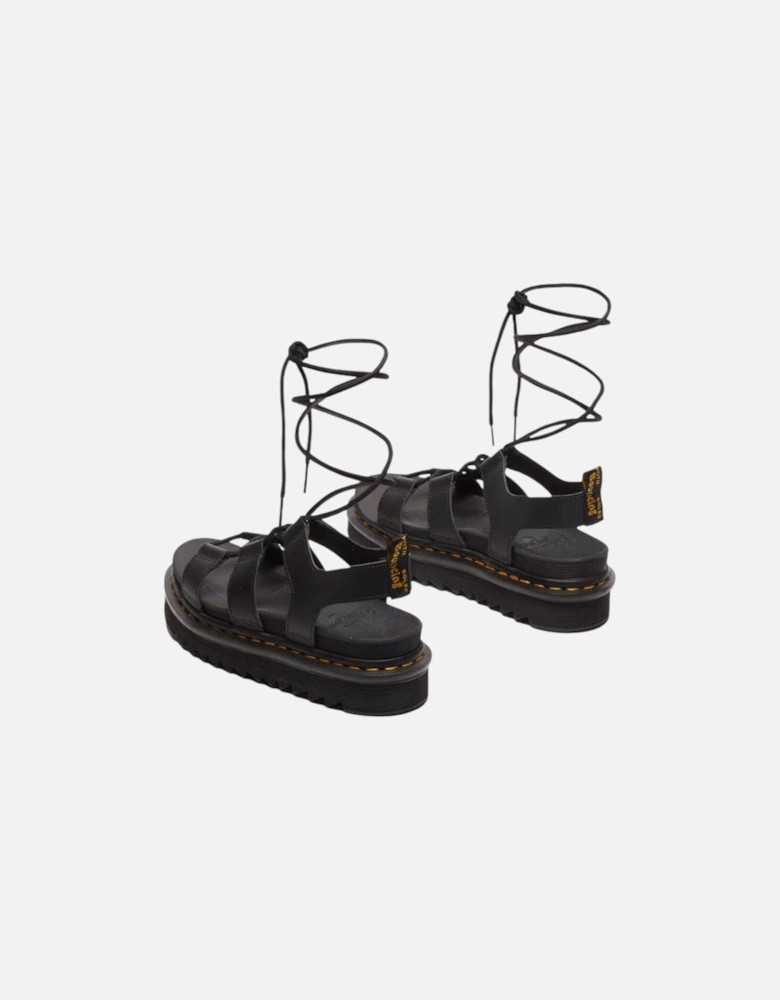 Leather Lace-Up Sandals with Rubber Sole Women - Black