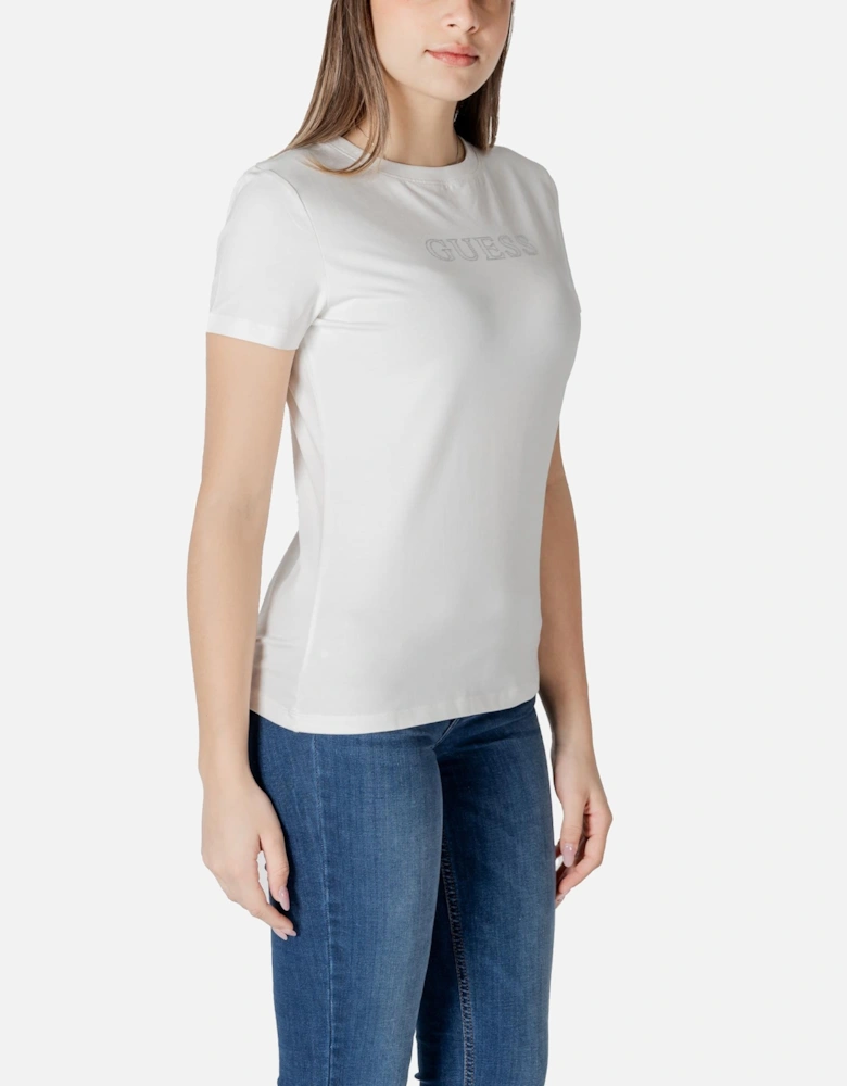 Plain Short Sleeve Round Neck T-shirt Women - White Shirts