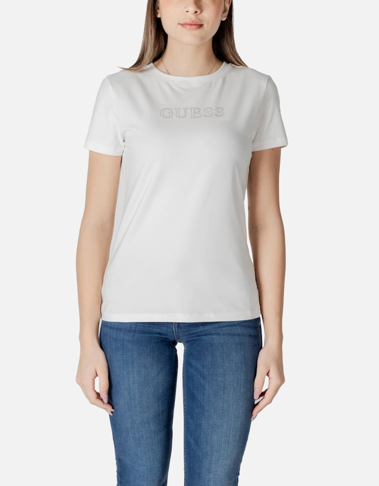 Plain Short Sleeve Round Neck T-shirt Women - White Shirts