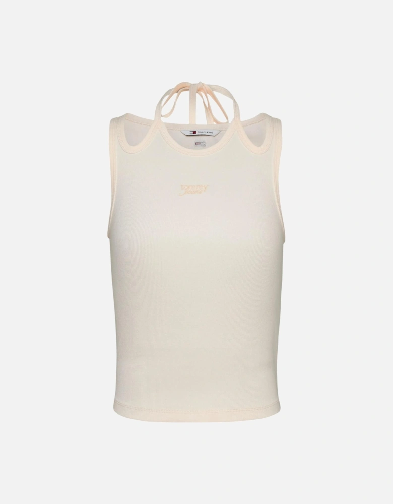 Sleeveless Round Neck Slip-On Top Women - White