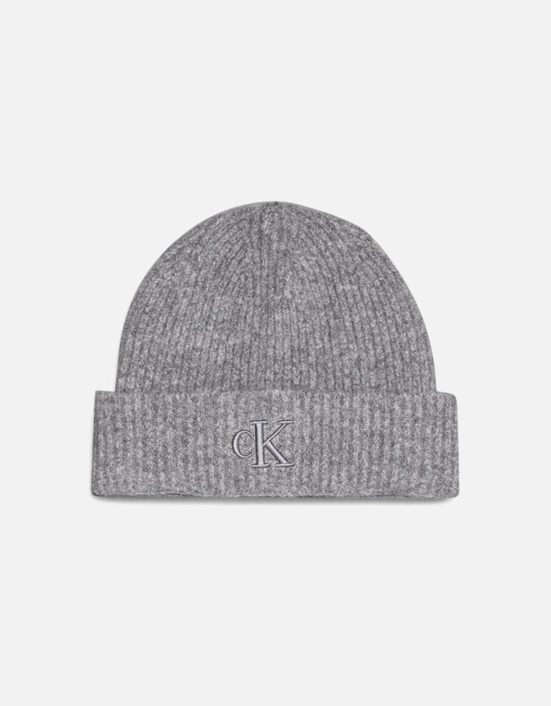Chunky Knit Logo Embroidered Cap Women - Grey Hats