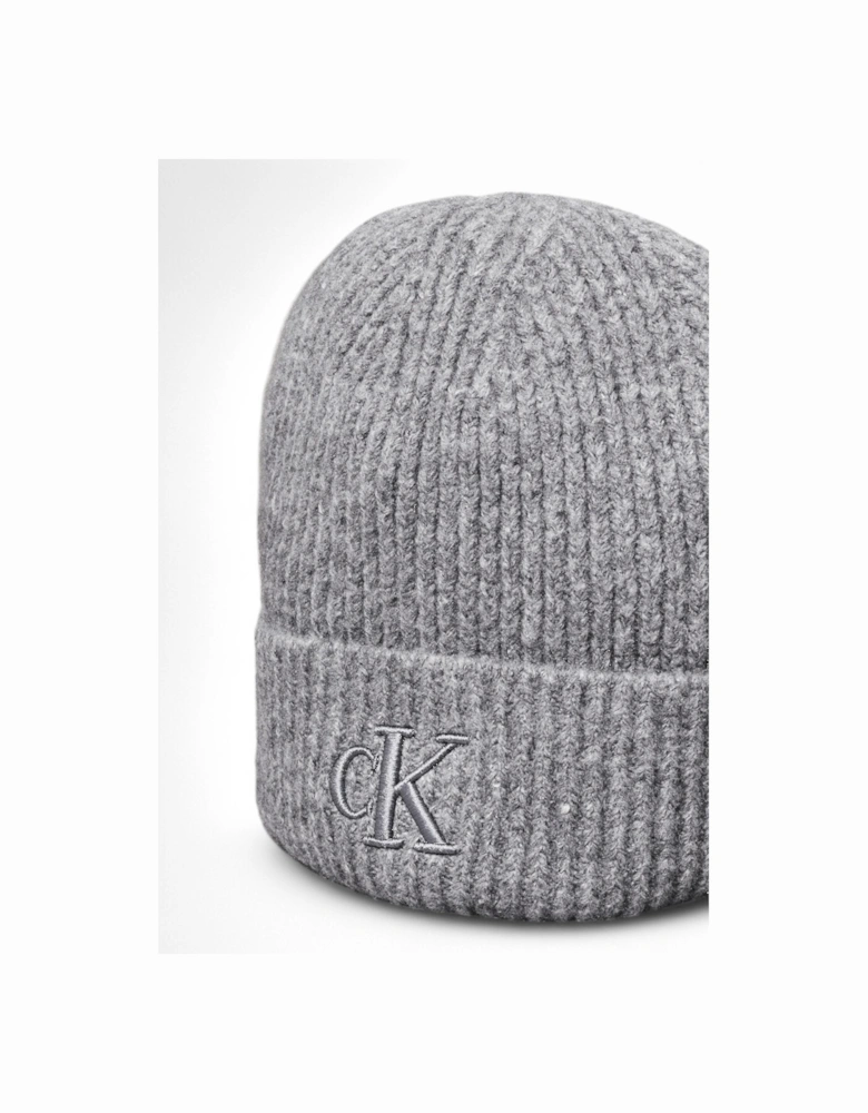 Chunky Knit Logo Embroidered Cap Women - Grey Hats