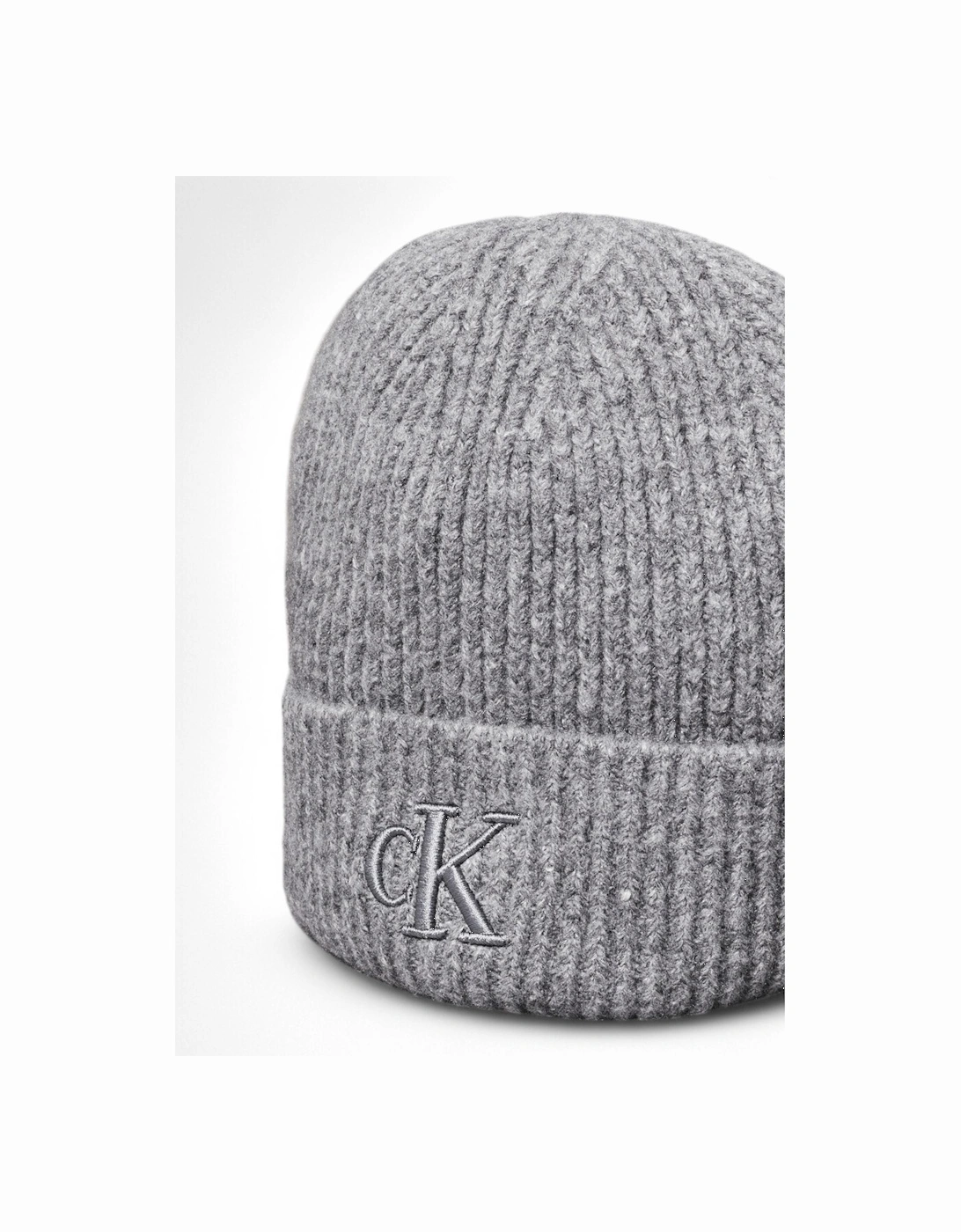 Chunky Knit Logo Embroidered Cap Women - Grey Hats