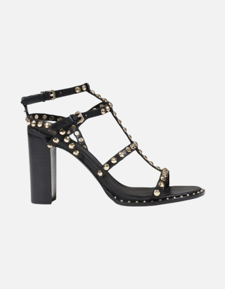 Polka Dot Buckle Sandals with Block Heel Women - Black