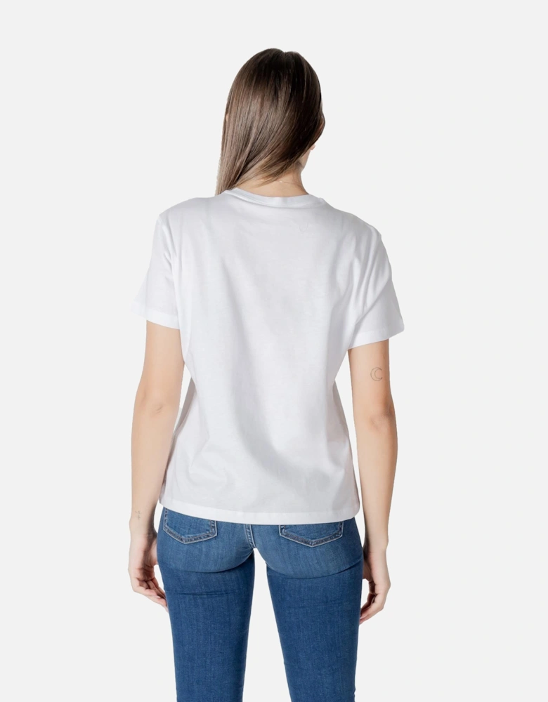 Printed Cotton Round Neck T-shirt Women - White Shirts
