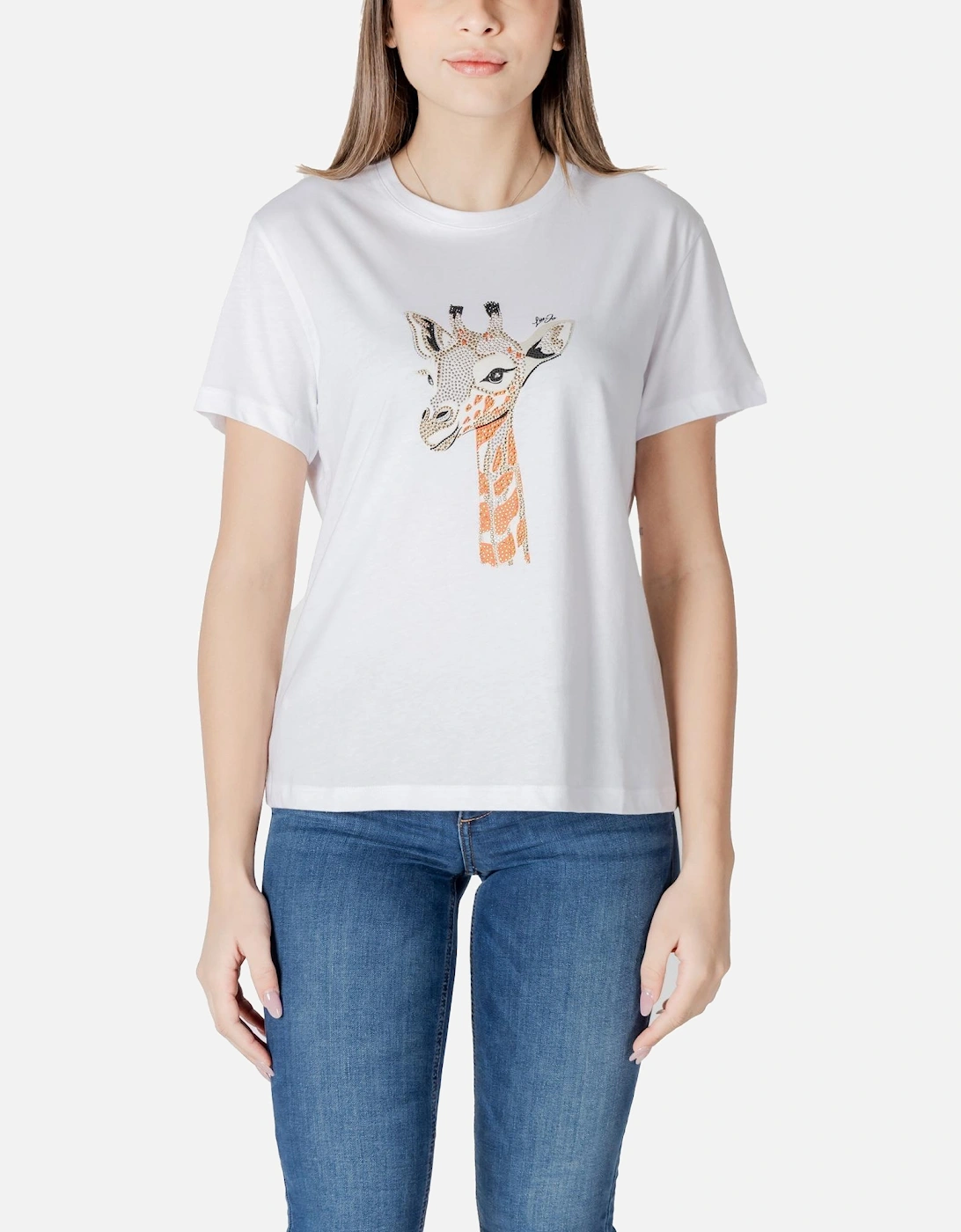 Printed Cotton Round Neck T-shirt Women - White Shirts, 4 of 3