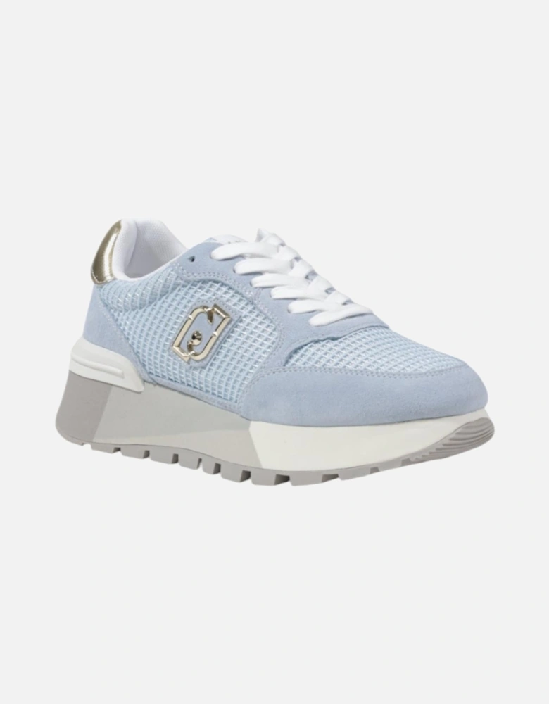 Lace-Up Leather and Polyester Sneakers Women - Blue