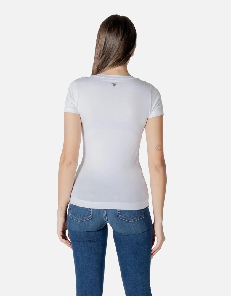 Printed Short Sleeve Round Neck T-shirt Women - White Shirts