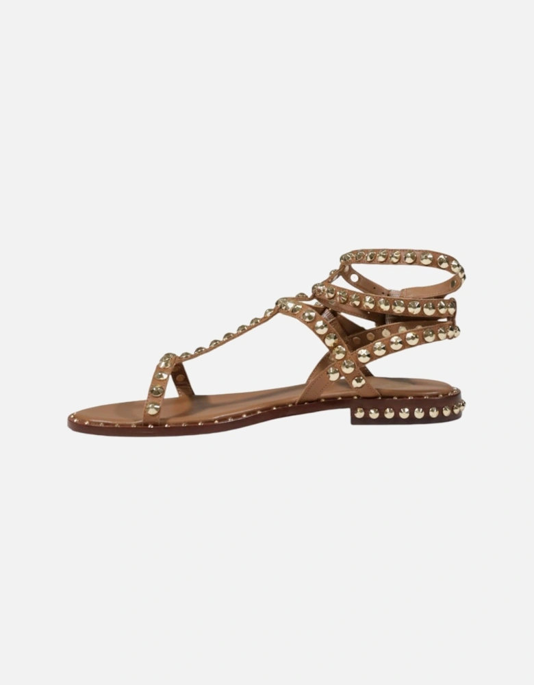 Leather Buckle Bow Sandals Women - Beige