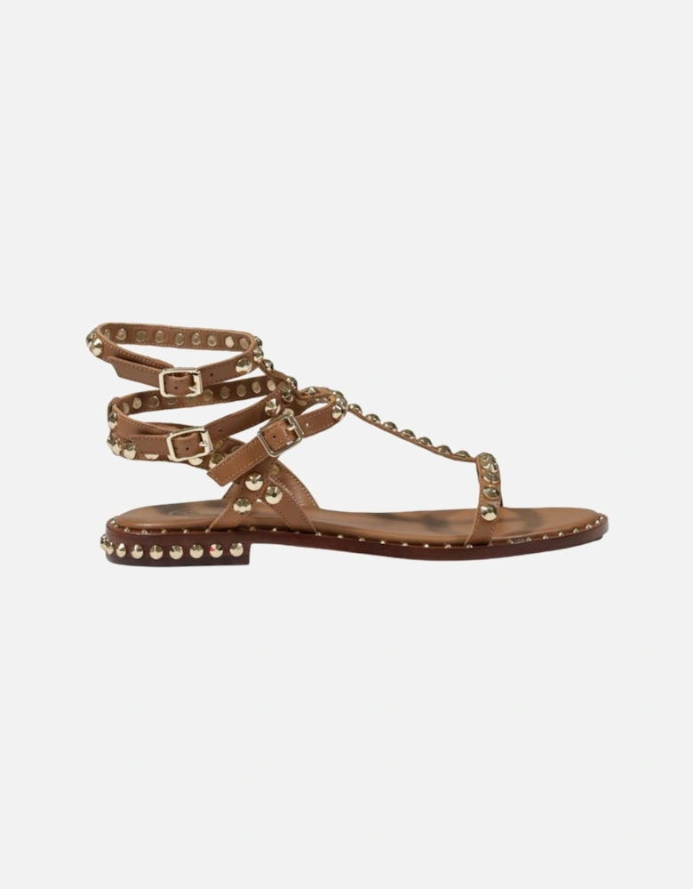 Leather Buckle Bow Sandals Women - Beige