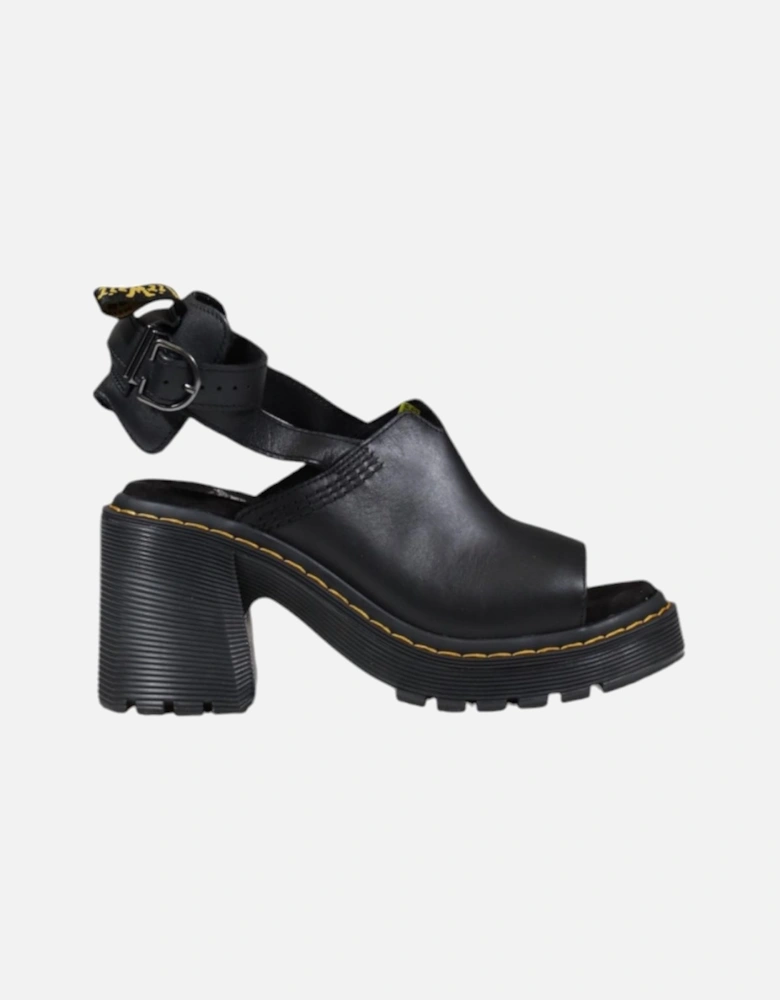 Leather Sandals with Buckle Fastening Women - Black