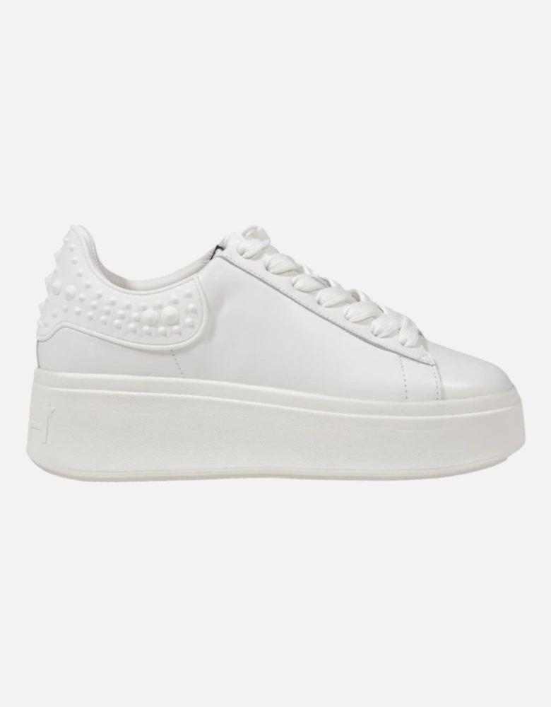 Leather Lace-Up Sneakers with Rubber Sole Women - White