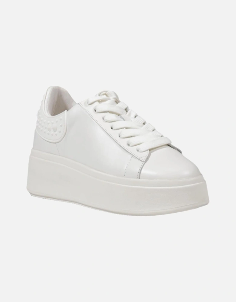 Leather Lace-Up Sneakers with Rubber Sole Women - White