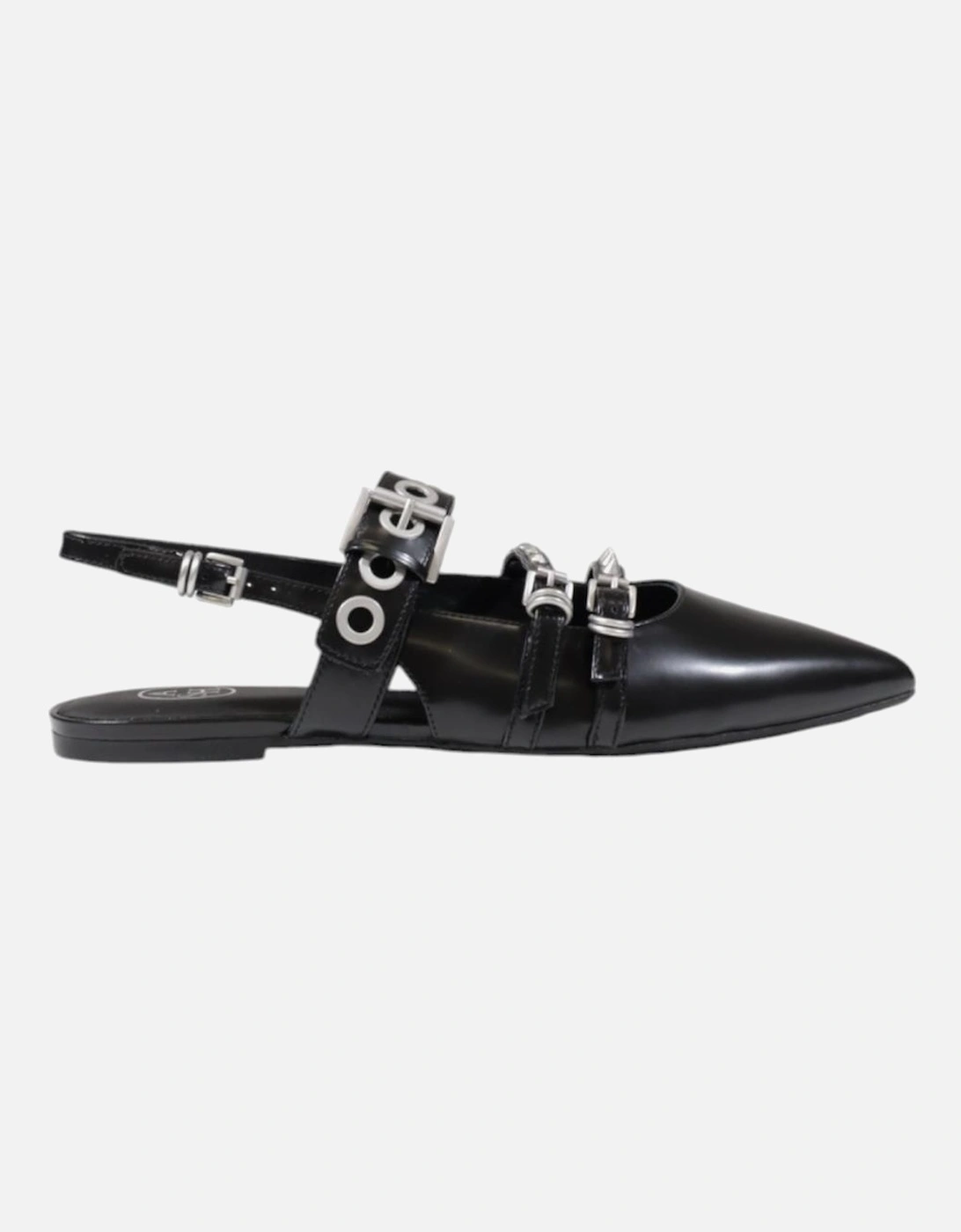 Peep Toe Leather Shoes with Buckle and Bow Women - Black Running Shoes, 4 of 3