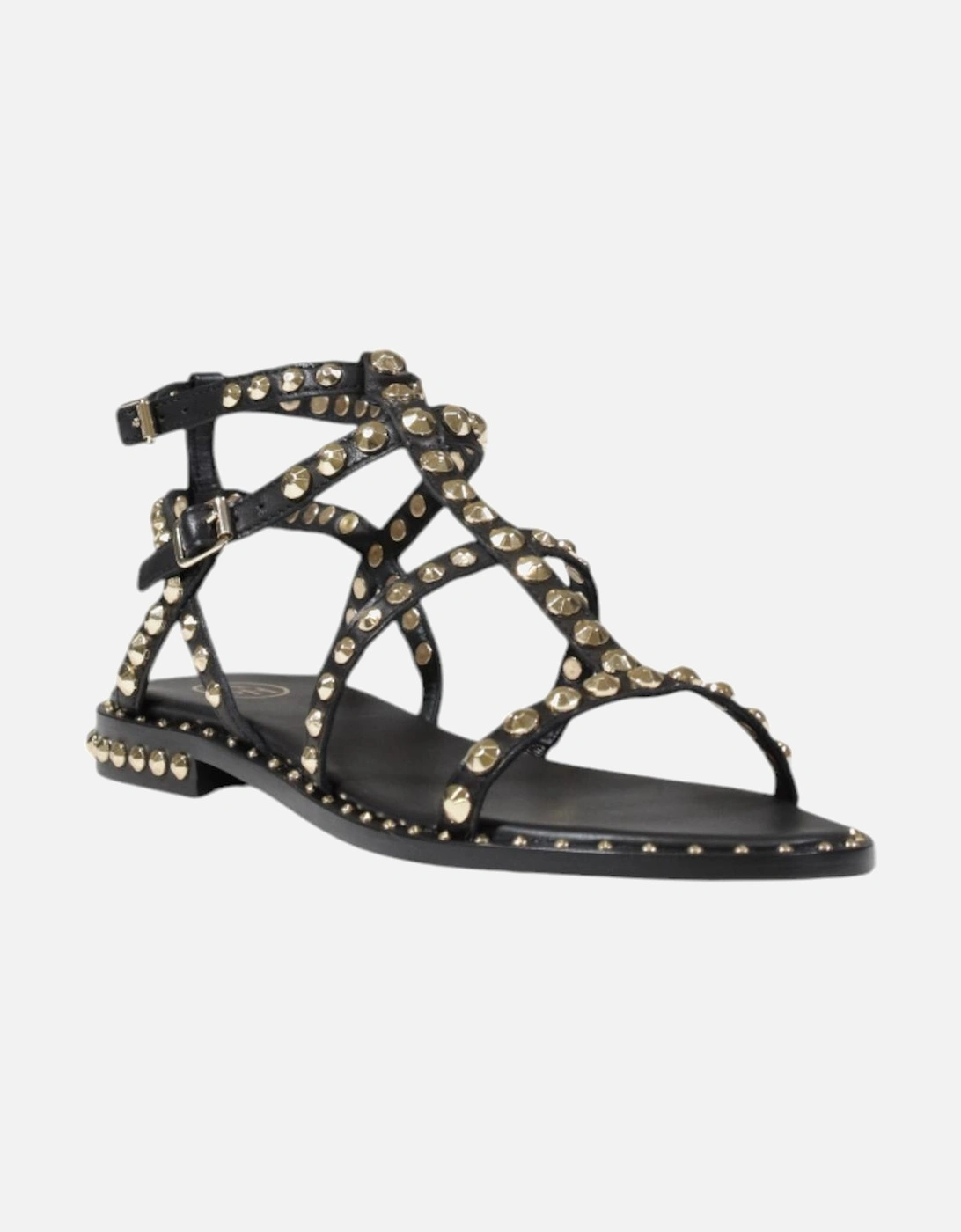 Leather Buckle Sandals with Synthetic Sole Women - Black