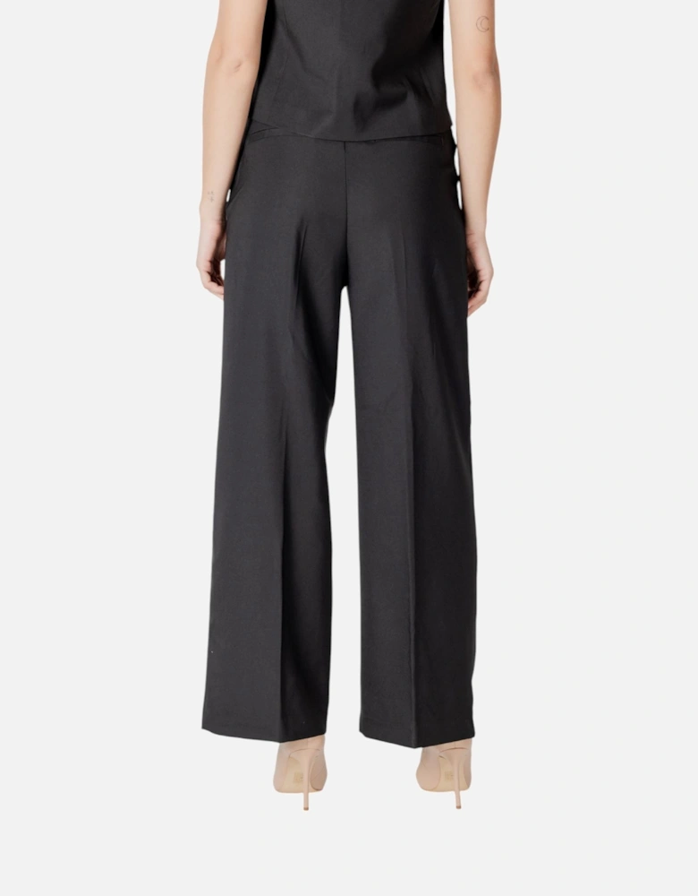 Zip and Button Cotton Trousers Women - Black
