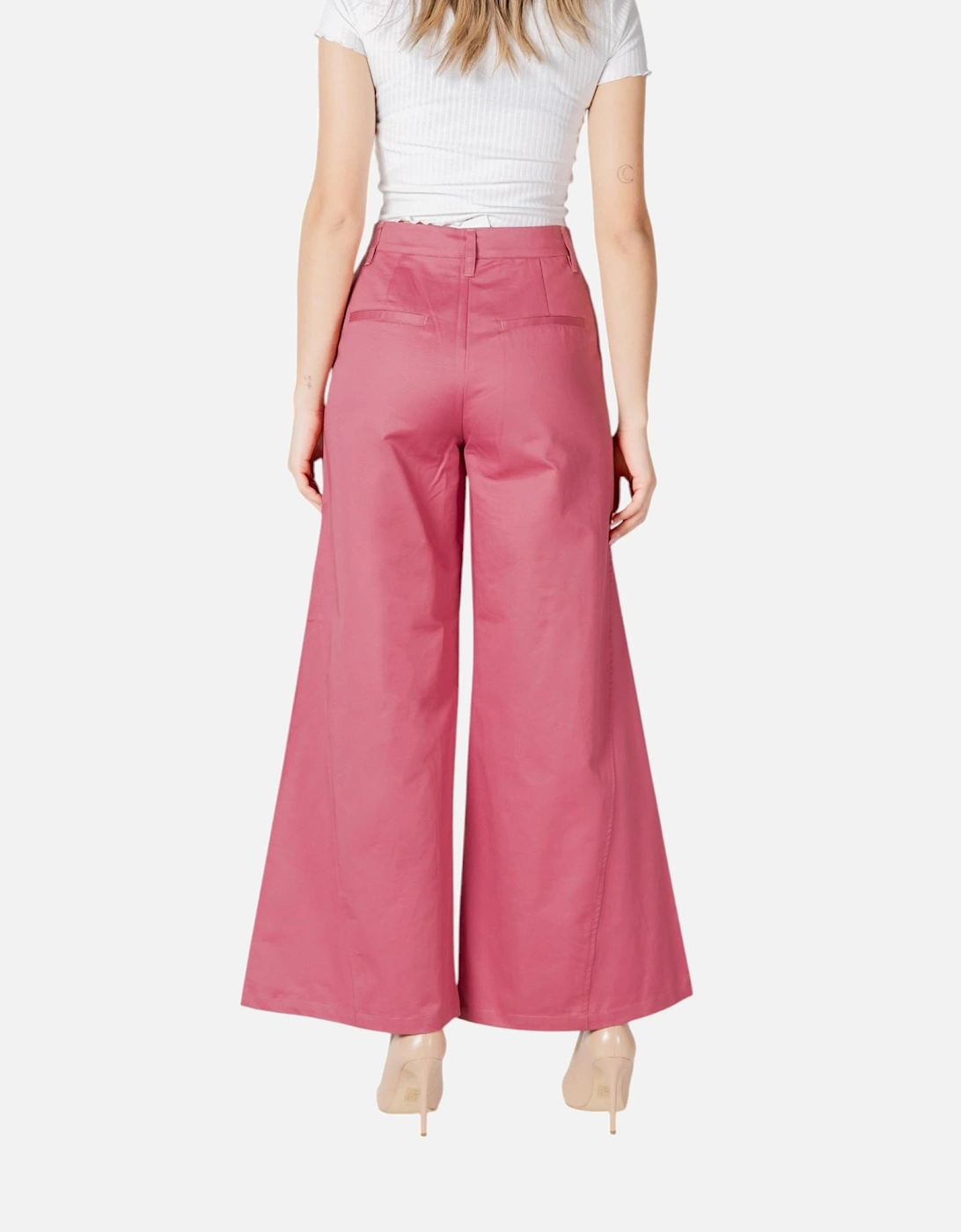 Cotton Trousers with Zip and Button Fastening Women - Pink