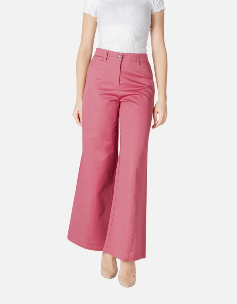Cotton Trousers with Zip and Button Fastening Women - Pink