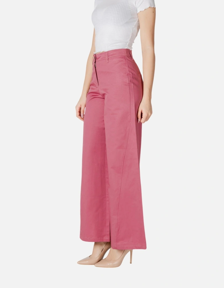 Cotton Trousers with Zip and Button Fastening Women - Pink