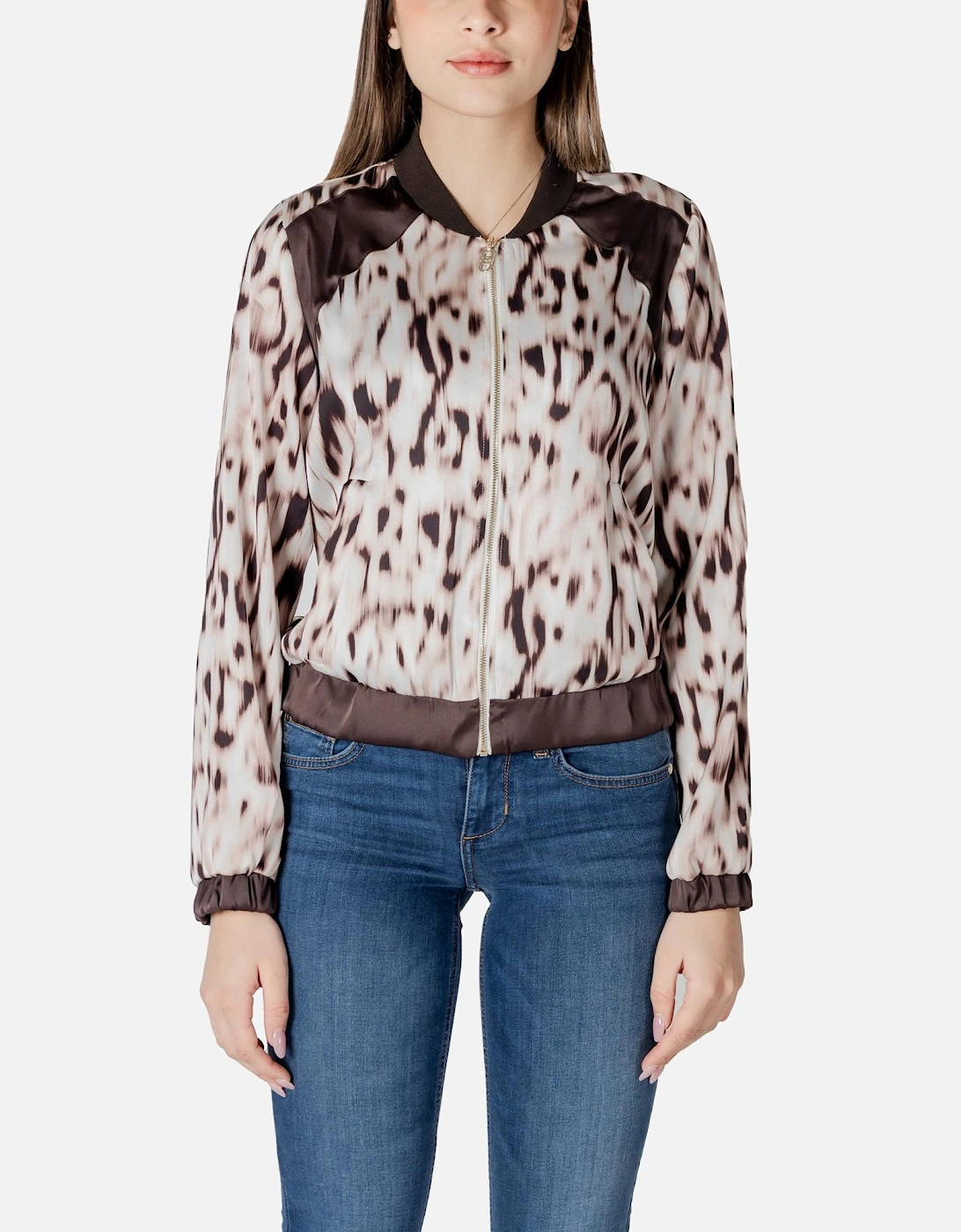 Round Neck Long Sleeve Jacket with Front Pockets Women - Beige Jackets, 4 of 3