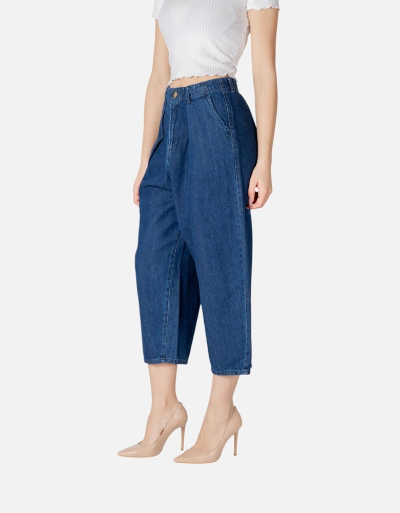 Zip and Button Front Pocket Jeans Women - Light Blue