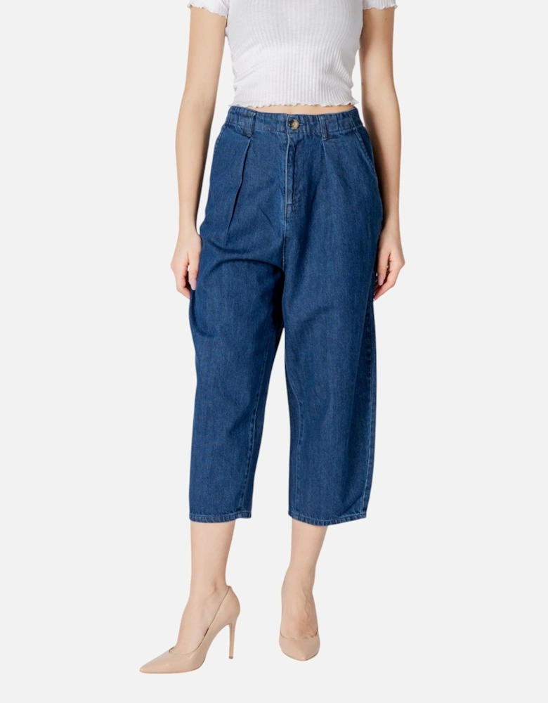 Zip and Button Front Pocket Jeans Women - Light Blue