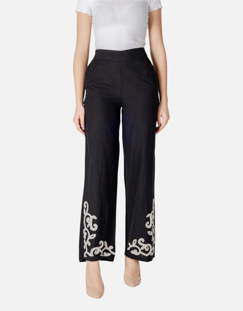 Printed Trousers with Front Pockets Women - Black