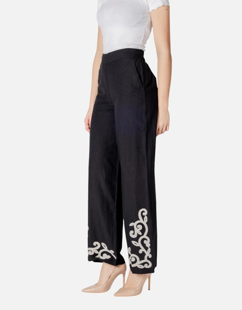 Printed Trousers with Front Pockets Women - Black