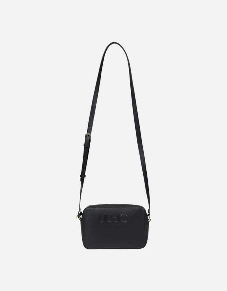 Plain Polyurethane Shoulder Bag with Zip Women - Black