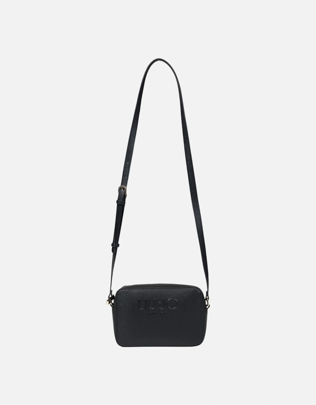 Plain Polyurethane Shoulder Bag with Zip Women - Black, 4 of 3