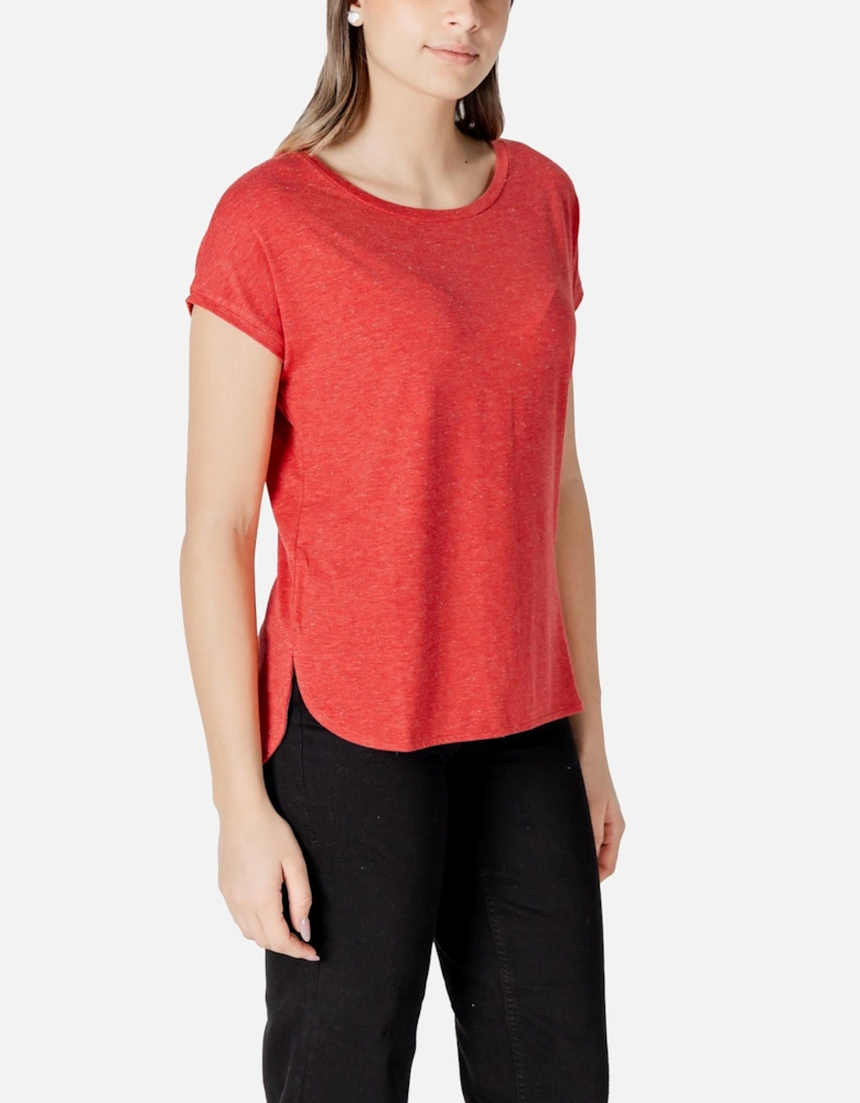 Round Neck Short Sleeve T-shirt Women - Red Shirts